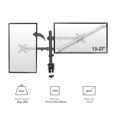 Gia treo 2 man hinh LCD M052S 17-27 inch, xoay 360 do, gia re hon F160 H180 F195A, chi 380.000 VND