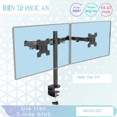 Gia treo 2 man hinh LCD M052S 17-27 inch, xoay 360 do, gia re hon F160 H180 F195A, chi 380.000 VND
