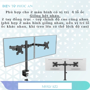 Gia treo 2 man hinh LCD M052S 17-27 inch, xoay 360 do, gia re hon F160 H180 F195A, chi 380.000 VND
