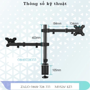 Gia treo 2 man hinh LCD M052S 17-27 inch, xoay 360 do, gia re hon F160 H180 F195A, chi 380.000 VND