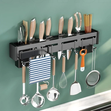 Giá treo bếp inox không gỉ - Cài dao, kéo, tặng keo dán cường lực MKS021 - 71.000₫