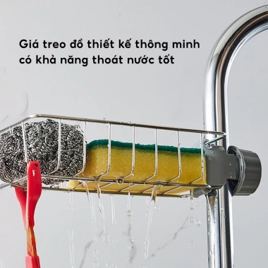 Giá Treo Bồn Rửa Chén Bát Đa Năng JYoohome - Kệ Inox Không Khoan Vít, Giúp Bếp Gọn Gàng, Giá 38.000₫