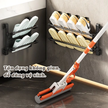 Giá Treo Dép Gắn Tường Đa Năng - Kệ Treo Khăn Thép Không Gỉ, Gấp Gọn Tiện Lợi, 70.000₫