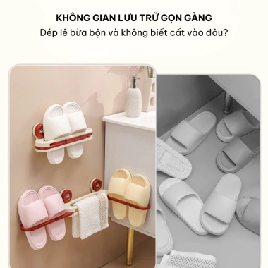 Giá Treo Dép Hút Chân Không Nhà Niêu NA102 – Tiện Lợi, Đa Vị Trí, Gấp Gọn, 75k