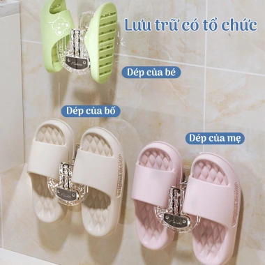 Giá treo dép phòng tắm HPS gắn tường không khoan, móc chữ U gọn gàng, chịu lực tốt - Giá 50.000đ