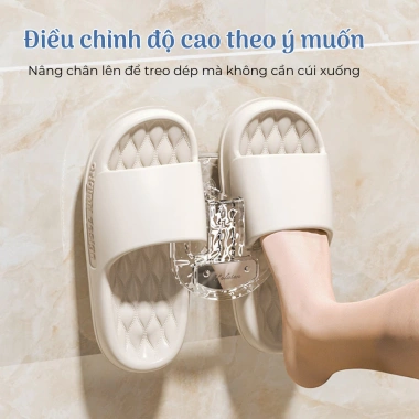 Giá treo dép phòng tắm HPS gắn tường không khoan, móc chữ U gọn gàng, chịu lực tốt - Giá 50.000đ