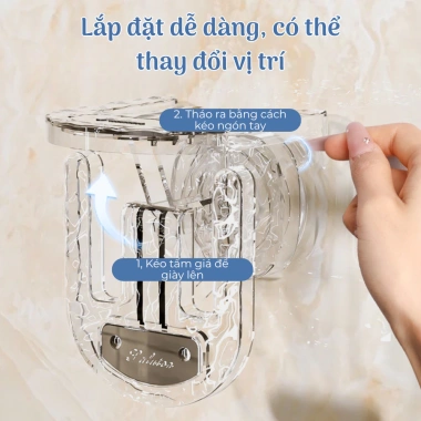 Giá treo dép phòng tắm HPS gắn tường không khoan, móc chữ U gọn gàng, chịu lực tốt - Giá 50.000đ