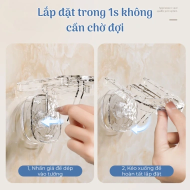 Giá treo dép phòng tắm HPS gắn tường không khoan, móc chữ U gọn gàng, chịu lực tốt - Giá 50.000đ