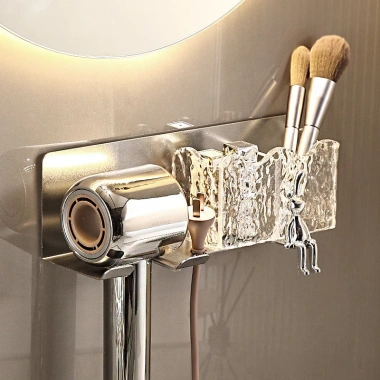 Giá treo đồ tắm thỏ bạc - Kệ máy sấy tóc dán tường thép không gỉ, Acrylic trong, giảm tới 23%, chỉ 155k