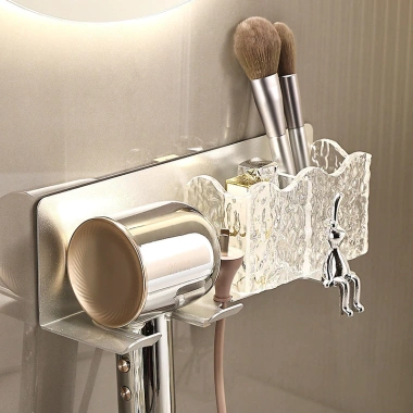 Giá treo đồ tắm thỏ bạc - Kệ máy sấy tóc dán tường thép không gỉ, Acrylic trong, giảm tới 23%, chỉ 155k