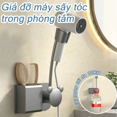 Giá Treo Máy Sấy Tóc Dán Tường ABS Bền, Không Cần Khoan - Kệ Phòng Tắm Giá 110k