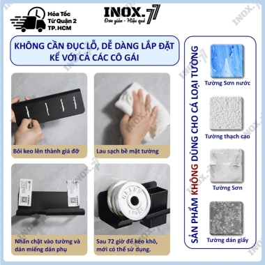 Giá treo máy sấy tóc dán tường - Kệ đỡ có ngăn để đồ tiện lợi, giá 55.000đ