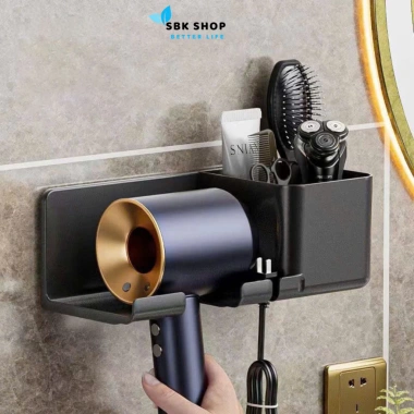 Giá Treo Máy Sấy Tóc Dán Tường Nhà Tắm Đa Năng Loại Lớn, Ngăn Đựng Đồ Tiện Lợi – Ưu Đãi 64.600₫