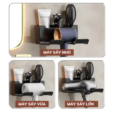Giá Treo Máy Sấy Tóc Dán Tường Nhà Tắm Đa Năng Loại Lớn, Ngăn Đựng Đồ Tiện Lợi – Ưu Đãi 64.600₫