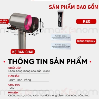 Giá treo máy sấy tóc Enomax dán tường nhôm hàng không chống gỉ sét, bảo hành 10 năm - 92.000₫ 2 Giá treo máy sấy tóc Enomax dán tường nhôm hàng không chống gỉ sét, bảo hành 10 năm - 92.000₫ 2