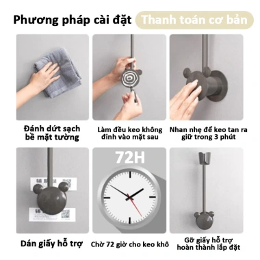 Giá Treo Máy Sấy Tóc Gắn Tường ABS Đa Năng và Kệ Dán Tường Ngăn Đựng Đồ Tiện Lợi