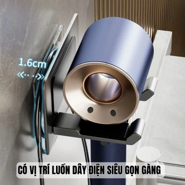 Giá treo máy sấy tóc InnoHome nhôm hàng không chống han gỉ - Không khoan, treo đa dạng 5
