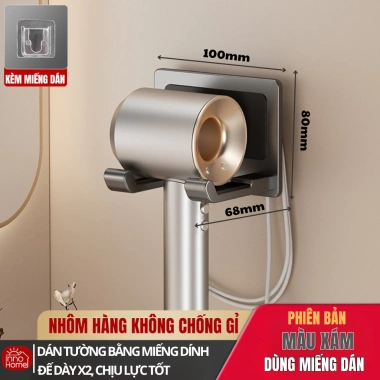 Giá treo máy sấy tóc InnoHome nhôm hàng không chống han gỉ - Không khoan, treo đa dạng 9
