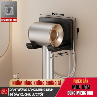Giá treo máy sấy tóc InnoHome nhôm hàng không chống han gỉ - Không khoan, treo đa dạng 10