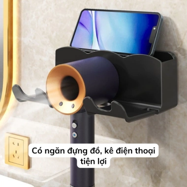 Giá treo máy sấy tóc nhà tắm kệ ngăn đồ, móc treo, tặng dán, chỉ 39.000 3
