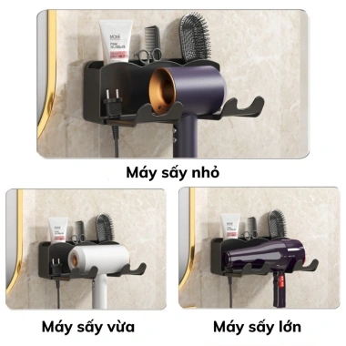 Giá treo máy sấy tóc nhà tắm kệ ngăn đồ, móc treo, tặng dán, chỉ 39.000 4