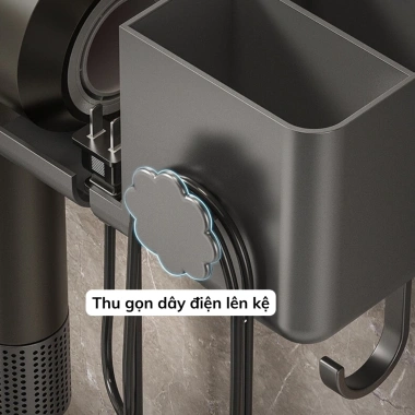 Giá treo máy sấy tóc nhà tắm kệ ngăn đồ, móc treo, tặng dán, chỉ 39.000 7
