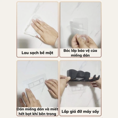 Giá treo máy sấy tóc nhà tắm kệ ngăn đồ, móc treo, tặng dán, chỉ 39.000 8