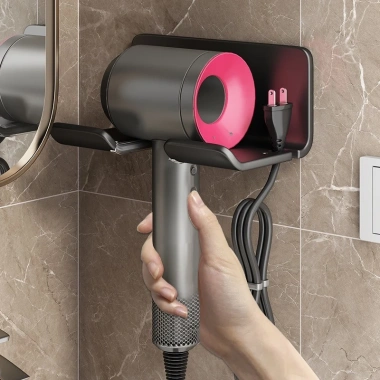 Giá treo máy sấy tóc nhôm hàng không - Lắp không khoan, tặng keo dán, chỉ 70.000₫