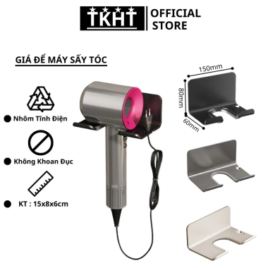 Giá Treo Máy Sấy Tóc Nhôm Sơn Tĩnh Điện Không Khoan Kệ Nhà Tắm Đa Năng Giá 48k
