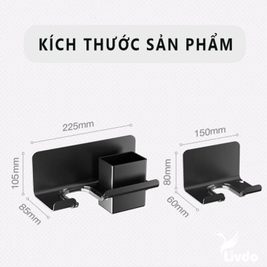 Giá Treo Máy Sấy Tóc Nhôm Sơn Tĩnh Điện Không Khoan Kệ Nhà Tắm Đa Năng Giá 48k