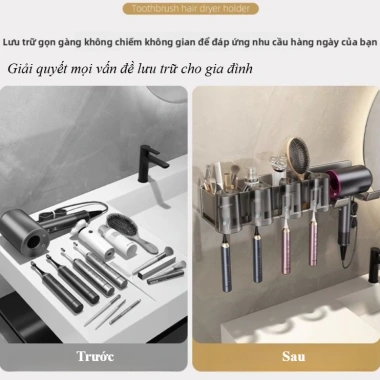 Giá treo máy sấy tóc QINGTING đa năng dán tường không cần khoang - 235.000₫