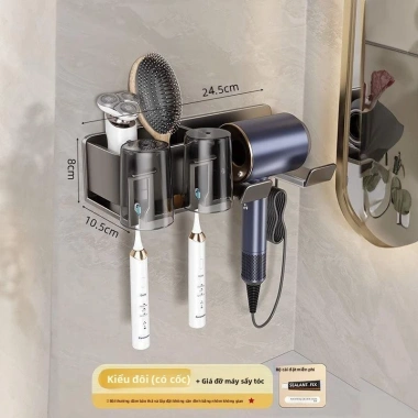 Giá treo máy sấy tóc QINGTING đa năng dán tường không cần khoang - 235.000₫