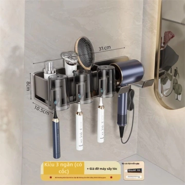 Giá treo máy sấy tóc QINGTING đa năng dán tường không cần khoang - 235.000₫