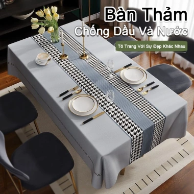 Giảm Giá Khăn Trải Bàn PVC Chống Thấm, Ngăn Nấm Mốc, Không Bám Bẩn - 4-10 Chỗ
