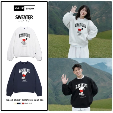 Giao Ngay Áo Sweater Couple Nỉ Chillup Studio Unisex Lông Cáo Dày Dặn – Áo Đôi Snoop TC248 Cao Cấp Đón Tết 2.026 Giá 149k