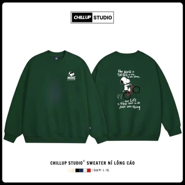 Giao Ngay Áo Sweater Nỉ CHILLUP STUDIO Snoopy TC199 Cao Cấp Lông Cáo Dày Dặn Unisex Tết 2.026 85k