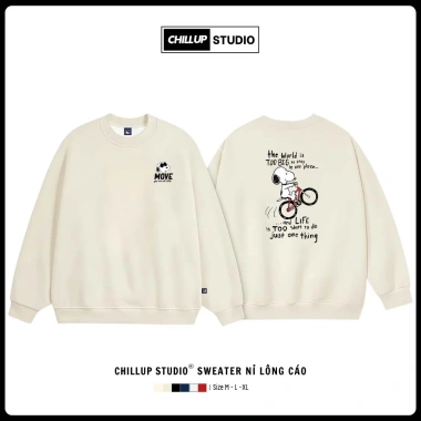Giao Ngay Áo Sweater Nỉ CHILLUP STUDIO Snoopy TC199 Cao Cấp Lông Cáo Dày Dặn Unisex Tết 2.026 85k