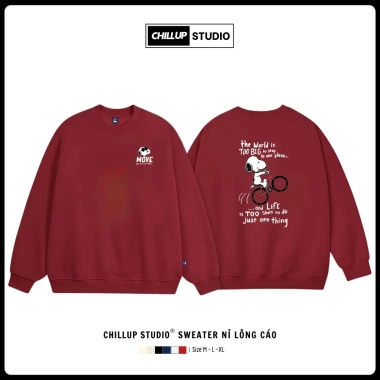 Giao Ngay Áo Sweater Nỉ CHILLUP STUDIO Snoopy TC199 Cao Cấp Lông Cáo Dày Dặn Unisex Tết 2.026 85k