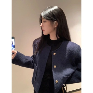 GIAO TẾT Áo khoác dạ tweed nữ dài tay chất len dày thu đông HANGHANG - 239.000₫