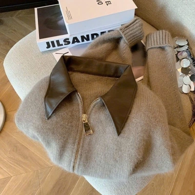 GIAO TRƯỚC TẾT Áo khoác cardigan len croptop khóa kéo 2 chiều cổ sơ mi HHQC SP252 Giá chỉ 209.000₫ 8