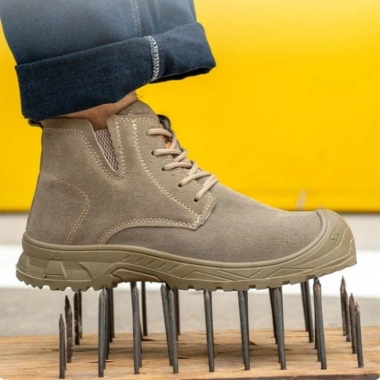 Giày Bảo Hộ Nam Cổ Cao Chống Đinh Cách Điện Leo Núi Khaki - Giá 259.000₫ 2