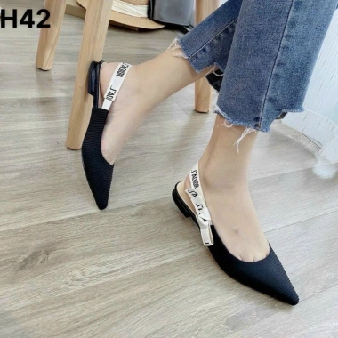 Giày bệt nữ mũi nhọn hở gót D.O 2.021 - búp bê vải gân đen Hàn Quốc, 209.000 VND 6