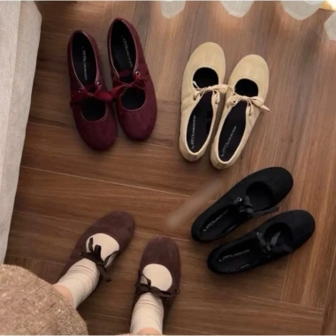 Giày Búp Bê Đế Bệt Nỉ Siêu Mềm Có Nơ Thắt – Gót Công Sở Du Lịch, Giá 153.500₫ 9