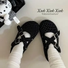 Giày Búp Bê Mary Jane Chấm Bi Quai Chéo Đen Đỏ Trắng – Êm Chân Xinh Giao Trước Tết