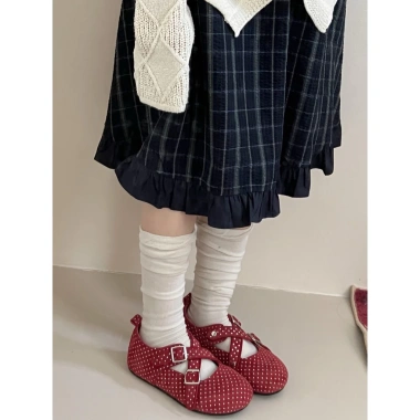 Giày Búp Bê Mary Jane Chấm Bi Quai Chéo Đen Đỏ Trắng – Êm Chân Xinh Giao Trước Tết