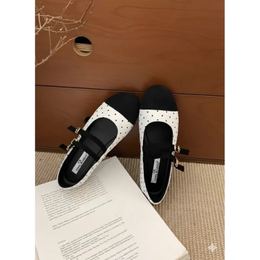 Giày Búp Bê NCSHOES Mũi tròn, quai ngang chấm bi, dễ thương, hot Tết 2.026