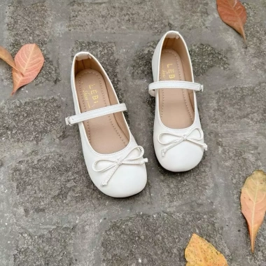 Giày búp bê nơ trắng kem đế cao su mềm LÉBI – Giá 195k, sẵn nhận trước Tết