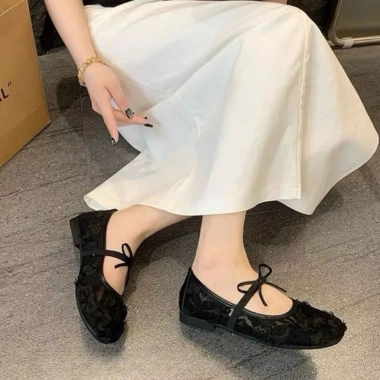 Giày búp bê nữ lưới quai ngang nơ hot trend N40 - Giá 189.000đ Anshoes Dynasty