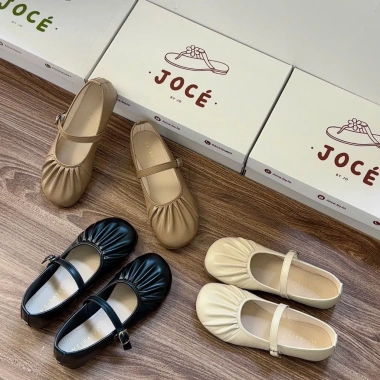 Giày búp bê quai ngang khoá gài, mũi tròn nhún da mềm Jocé, đế bệt cao su nhẹ, giá 189k