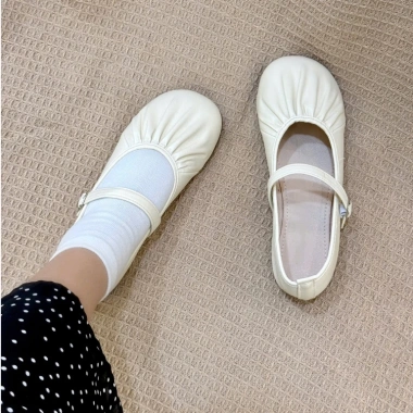 Giày búp bê quai ngang khoá gài, mũi tròn nhún da mềm Jocé, đế bệt cao su nhẹ, giá 189k
